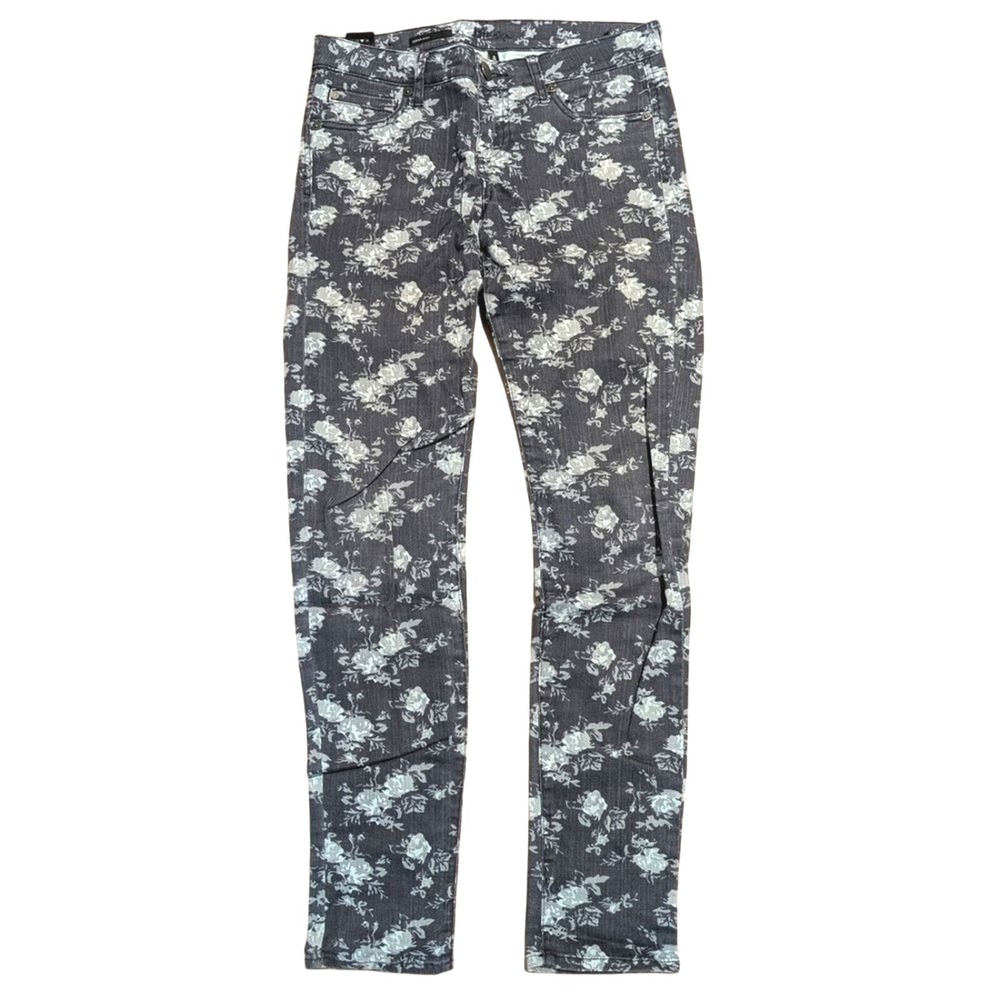 Kut from The Kloth Womens 4 Diana Skinny Jeans Black Gray Floral Print Slim Leg